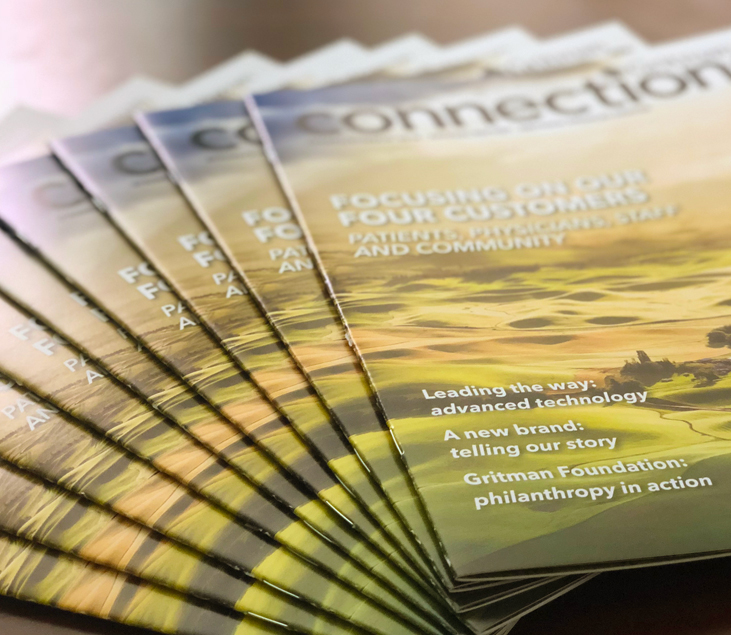 A spread of Connections magazines