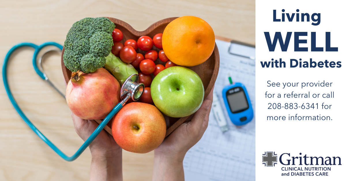 Living well with diabetes: see our provider for a referral or call 208-883-6341.