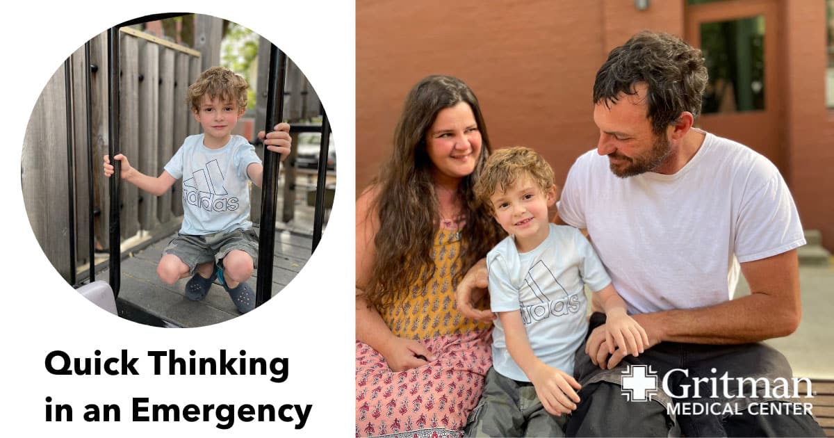Ashleigh and jerry bright of potlatch credit the gritman medical center emergency department with saving the life of their son, samson, on two occasions after the 6-year-old suffered a liver laceration in a hockey accident.
