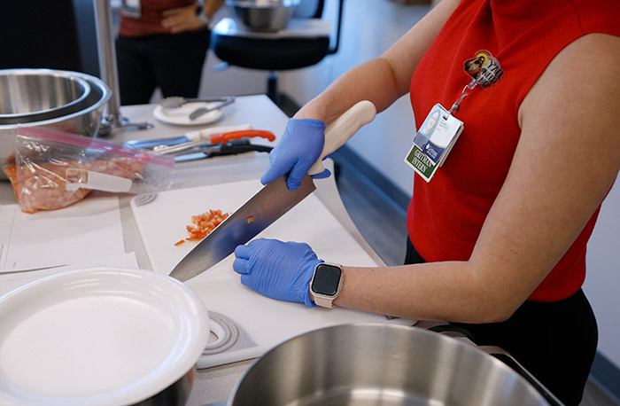chopping vegetables